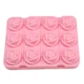 12-cavity pink rose silicone ice cube tray flexible mold for bar whiskey cocktail drinks. - With Funnel / Nordic Pink