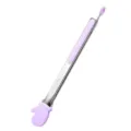 Stainless steel food tong with purple silicone handle, high temperature resistant tool. - 12 Inch / Purple