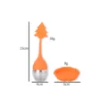 Silicone stainless steel tea infuser with tree handle and saucer, 15cm height, 4cm base. - Christmas Tree