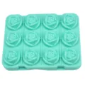 Green 12 Cavity Rose Silicone Ice Cube Mold Tray for Creative DIY Drinks and Cocktails - With Funnel / Nordic Green