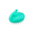 Grüne Silikon Kopfmassagebürste, ergonomischer Griff, weiche Borsten für Bad und Haarwäsche. - Cyanfarbenes Massagegerät