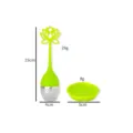 Infusore da tè in silicone loto con filtro in acciaio inox e supporto, verde. - Stile Loto