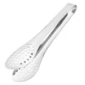 Stainless steel kitchen food tong with slotted holes, perfect for BBQ, steak, and baking. - 9 Inch (23*4.8cm)