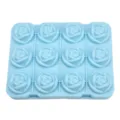 Silicone 12-cavity rose ice cube molds DIY bar ice maker tray easy release light blue - With Funnel / Nordic Blue