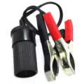 Car battery clip to cigarette lighter adapter cable, durable jumper clamps with socket. - Large Battery Clamp to Cigarette Lighter Socket