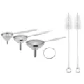 Juego de tres embudos mini de acero inoxidable con cepillos prácticos de cocina. - Juego de 5 piezas con mango largo