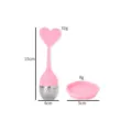Bellissimo infusore per tè in silicone rosa a forma di cuore con filtro in acciaio e vassoio. - Stile Cuore