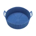 Cestello per friggitrice ad aria in silicone blu con manici, teglia da forno pieghevole. - Blu