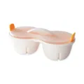 Cuiseur a oeufs micro-ondes double tasses plastique cuisine blanc avec couvercle orange - Double Trou - En Sachet / Jaune