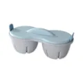 Cuiseur à oeufs double micro-ondes en plastique ustensile de cuisine couvercle bleu clair - Double Trou - En Sachet / Bleu