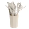 Set di utensili da cucina in silicone con manici in legno e comodo supporto incluso. - Set di 12 (Confezione a Colori)