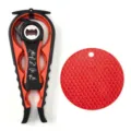 4-in-1 multifunktionaler Dosenöffner Flaschenöffner Set mit roter Silikonmatte Küche - Rotes 3-teiliges Set (OPP-Beutel)