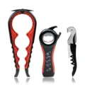 Multifunktionales Flaschenöffner-Set, langlebiges Küchenwerkzeug für Gläser und Dosen. - Dosenöffner Schwarz & Rot 3-teiliges Set Modell 2 (OPP-Beutel)