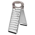 Grattugia verticale in acciaio inossidabile con lame bifacciali e pratico manico ergonomico. - Grattugia Doppia Faccia (Grosso/Fine) / Grigio
