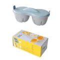 Poche-œuf double micro-ondes avec couvercle bleu et base grise pour ustensile de cuisine - Double Trou - Boîte Couleur / Bleu