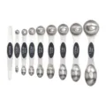 Set di misurini magnetici in acciaio inossidabile con livellatore per cucina e dolci - Set da 9 Pezzi / Nero