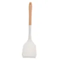 Paletta in silicone bianca con manico in legno, utensile da cucina resistente al calore. - Paletta