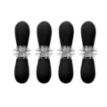 Stainless steel corn holders skew set, dual ended bbq forks with black handles for kitchen. - Black 4-Piece Set (OPP Bag)