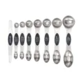 Set di cucchiai misuratori magnetici a due lati in acciaio inossidabile per cucina. - Set da 8 Pezzi / Nero