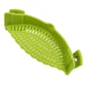 Scolapasta in silicone verde con clip per scolare verdure e noodle utensile da cucina - Imballaggio in sacchetto / Verde