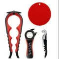 4-in-1 Multifunktion Dosenöffner Set Küche Flaschenöffner Silikonmatte Schwarz Rot - Dosenöffner Schwarz & Rot 4-teiliges Set (OPP-Beutel)