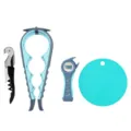 Küche 4-in-1 multifunktionaler Flaschen und Dosenöffner Set mit blauer Silikonmatte. - Dosenöffner Blau 4-teiliges Set (OPP-Beutel)