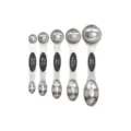 Set di cucchiai misuratori magnetici bifacciali in acciaio inossidabile da cucina. - Confezione da 5 / Nero