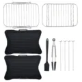 10-piece air fryer accessory set with silicone mats, stainless steel racks, and skewers. - 10-Piece Set (Kraft Box Packaging)