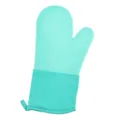 Guanto da forno in silicone verde menta con polsino in tessuto e punti antiscivolo cucina. - Blu Lago Verde