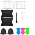 10pcs Air Fryer Accessories Set Silicone Liner Grill Rack Heat Resistant Baking Pan Tools - 17-Piece Set (Kraft Box Packaging)