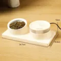 Automatic pet water feeder and food bowl set, dual use pet fountain for cats and dogs. - Beige with Plastic Bowl