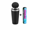 Portable car cup trash can with press lid and silver rim, includes garbage bag roll. - Silver Edge With Garbage Bag