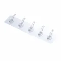 Transparent 5-hook wall mount sticky hanger, traceless heavy duty door rack for home use. - Transparent 5-Row Coat Hook