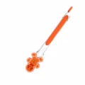 Stainless steel food tongs with orange silicone gingerbread man head for BBQ and steak. - 9-Inch Gingerbread Man