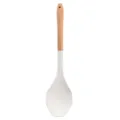 Spatola da cucina in silicone bianco con manico in legno, utensile resistente al calore. - Cucchiaio da Cucina