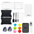 Air fryer accessories set with silicone liners, stainless steel racks, baking paper and tools - 22-Piece Set (Kraft Box Packaging)