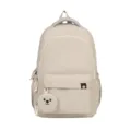 Zaino scolastico casual in nylon beige con simpatico portamonete cane, grande zaino da viaggio - Bianco avorio