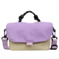 Women color block shoulder crossbody bag casual travel stylish handbag purple beige - Purple