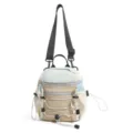 Casual contrast color outdoor sports backpack, multi-functional shoulder bag with drawstrings. - S / Blue Beige Khaki Color Block