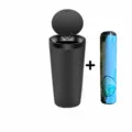 Car cup trash can with press lid and garbage bags set for auto interior storage. - Black Edge With Garbage Bag