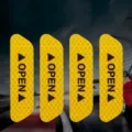 Reflective car door warning sticker 4pcs yellow open safety anti-collision tape night - Yellow