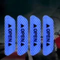 Car Door Open Warning Sticker Fluorescent Blue 4pcs Reflective Safety Decals Strip - Blue