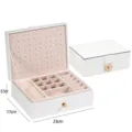 Portagioie in pelle bianca a doppio strato grande capacità anello orecchino custodia organizer - 23*17*8.5cm / Bianco