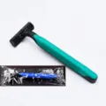 Manual disposable razor with non-slip handle and individual packaging bag for men and women - Green