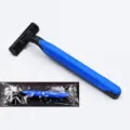 Disposable manual razor for body hair removal with ergonomic handle and individual packaging. - Blue