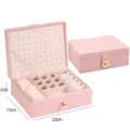 Scatola portaagioie in pelle PU a doppio strato rosa organizer con fessure e serratura. - 23*17*8.5cm / Rosa loto