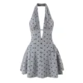 French sweet style grey polka dot halter backless slim fit mini dress for women summer chic - S / Dresses / Grey Polka Dot