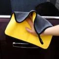 Panno per lavaggio auto in microfibra ispessita bicolore grigio e giallo 30x30cm - 30*30cm