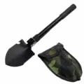Pelle pliante militaire tactique portable multi-outils avec étui camouflage variante - Pelle pliante avec pochette Velcro et boussole