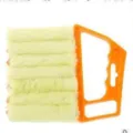 Cepillo de limpieza para persianas multicapa con mango naranja para hogar y rendijas. - Amarillo